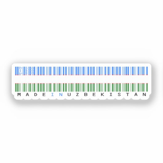 Made in Uzbekistan Barcode Flag Design シール (正面)