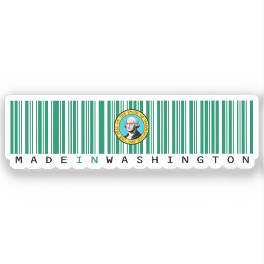 Made in Washington Barcode Flag州のプライド シール (正面)