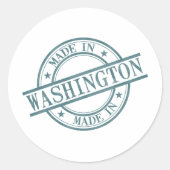 Made in Washington Green Round Rubber Stampロゴ ラウンドシール (正面)