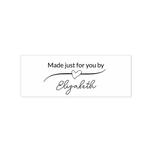 Made Just for You By Your Name in Script & Heart ラバースタンプ (インプリント)