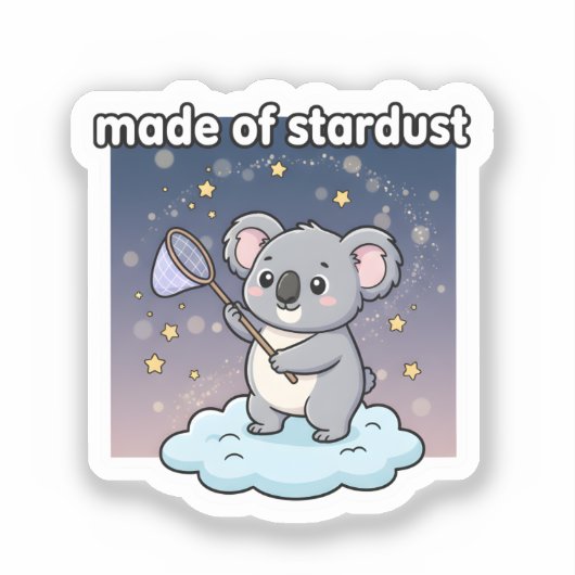 Made Of Stardust Cute Koala Sticker Cosmic Galaxy シール (正面)