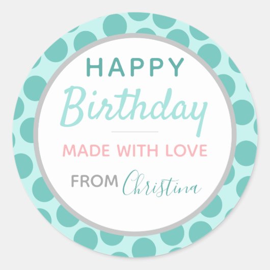 Made With Loveハッピーバースデーシール(20) ラウンドシール (正面)