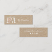 Made With Love名前をカスタムする&ソーシャルメディア スキニー名刺 (正面/裏面)