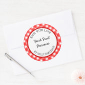 Made With Love編集可能な赤いホワイトプレイドレトロ ラウンドシール (封筒)