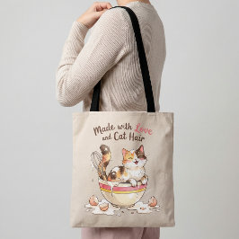 Made With Love and Cat Hair Funny Cat Mom Tote Bag トートバッグ