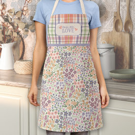 Made with Love Apron – Pastel Plaid & Blooms エプロン