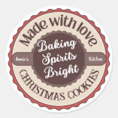 Made with Love Baking Spirits Bright Christmas ラウンドシール (正面)