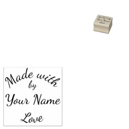 Made With Love By Custom Name Simple Cursive ラバースタンプ