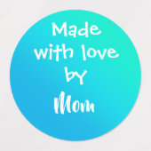 「Made With Love By Mom」ティール（緑がかった色）ラベパーソナライズされたル ラベル (デザイン2)