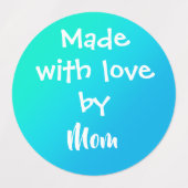 「Made With Love By Mom」ティール（緑がかった色）ラベパーソナライズされたル ラベル (デザイン1)
