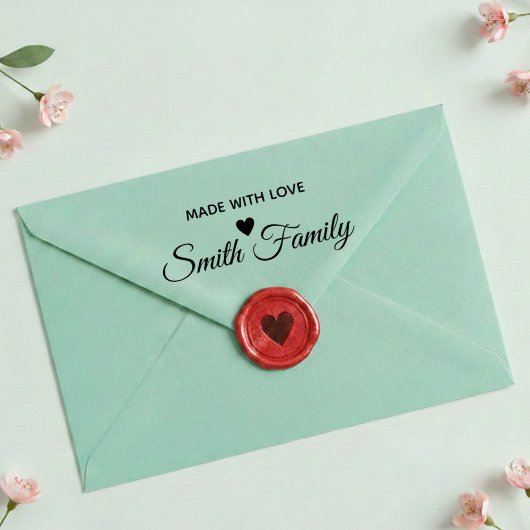 Made With Love Family Name Custom Label Stamp セルフインキングスタンプ