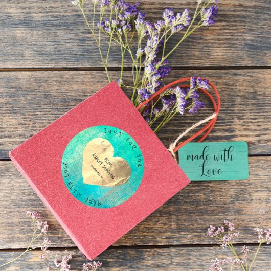 Made With Love For You Name海ティファニー金ゴールド ラウンドシール