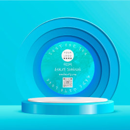 Made With Love For You Name Blue海QRロゴ ラウンドシール