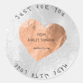 Made With Love For You Name Pink Rose金ゴールドSilver ラウンドシール (正面)