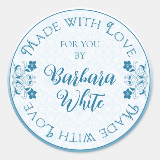 Made with Love for you turuqoise blueフローラ ラウンドシール (正面)