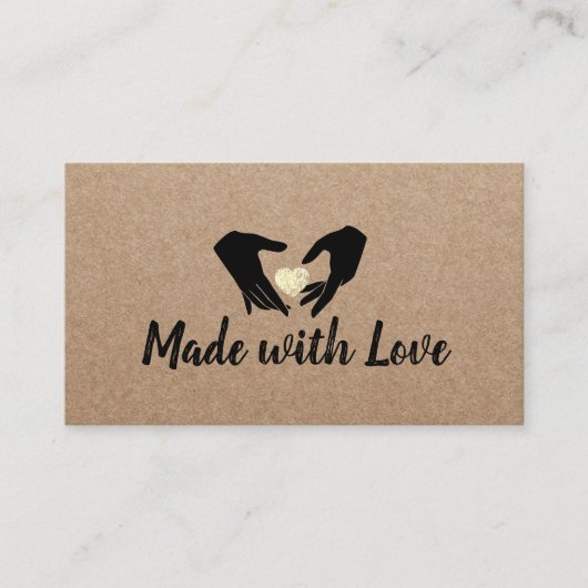 Made with Love Hands & 金ゴールドハートクラフト素朴 名刺 (正面)