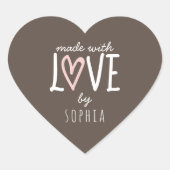 Made With Love Heart Shape Custom ハートシール (正面)