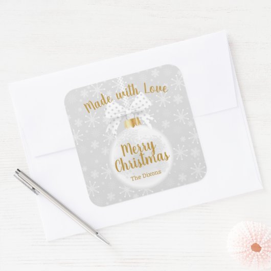 Made with Love Homemadeクリスマスオーナメント食 スクエアシール (封筒)