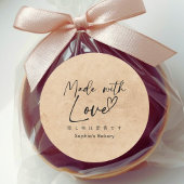 Made with Love Kraft Minimalist Elegant Script ラウンドシール