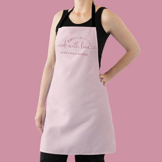 Made with Love Minimalist Pink Script Bakery エプロン