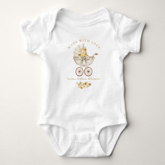 Made With Love Sage Green Baby Bodysuit ベビーボディスーツ (正面)