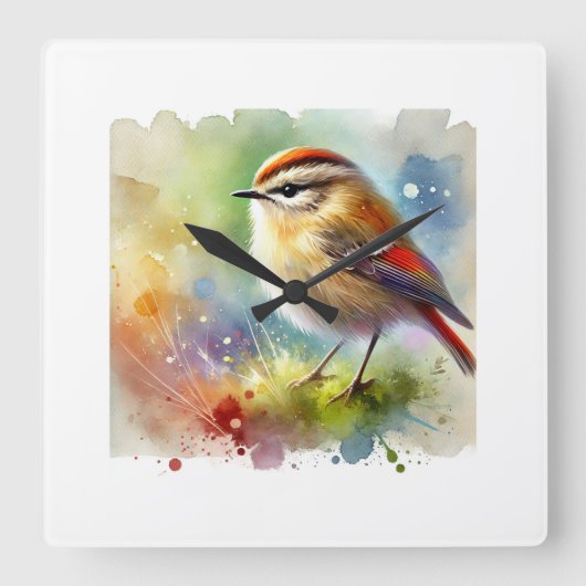 Madeira Firecrest 031024AREF120 - Watercolor スクエア壁時計 (正面)