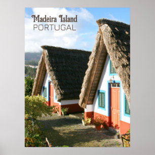Madeira Island photo with Typical Houses, Portugal ポスター