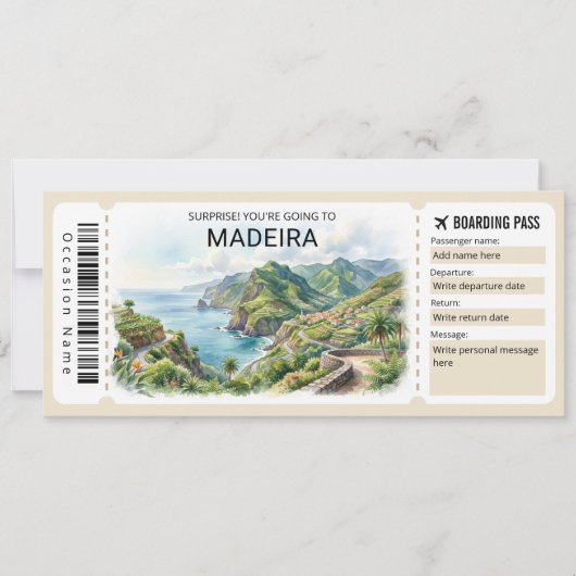 Madeira Trip Boarding Pass Ticket 招待状 (正面)