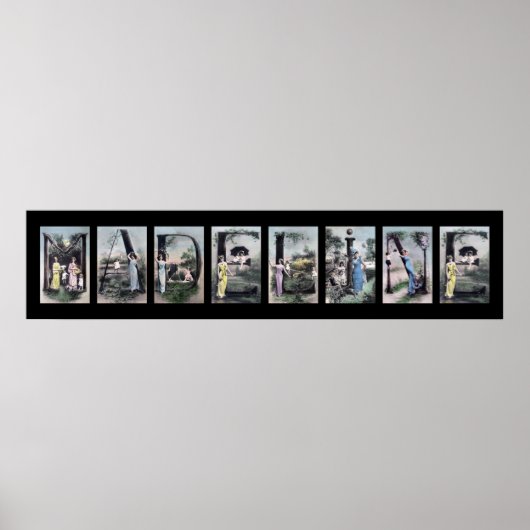 MADELINEヴィンテージアルファベット文字名アート ポスター (正面)