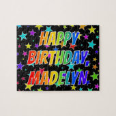 "MADELYN"名、おもしろい"ハッピーバースデー" ジグソーパズル (横)