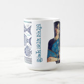 Madhubani blue fish and traditional lady Mug コーヒーマグカップ (中央)