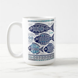 Madhubani blue fish and traditional lady  Mug コーヒーマグカップ