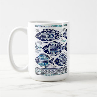 Madhubani blue fish and traditional lady  Mug コーヒーマグカップ