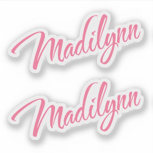 Madilynn名pink cursive x2 シール (正面)