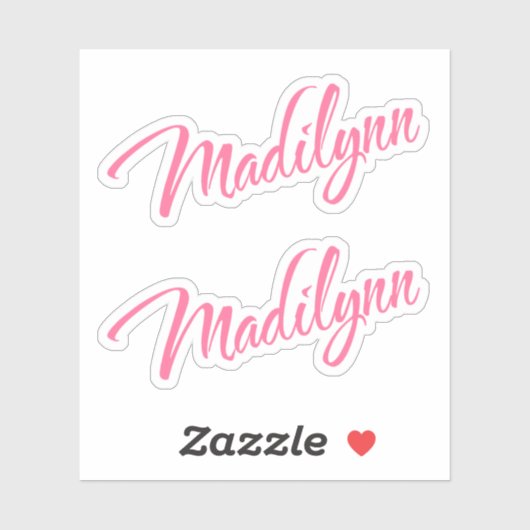 Madilynn名pink cursive x2 シール (シート)