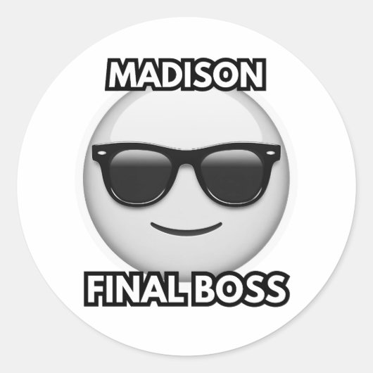 Madison Final Boss Cool Emoji Sticker ラウンドシール (正面)