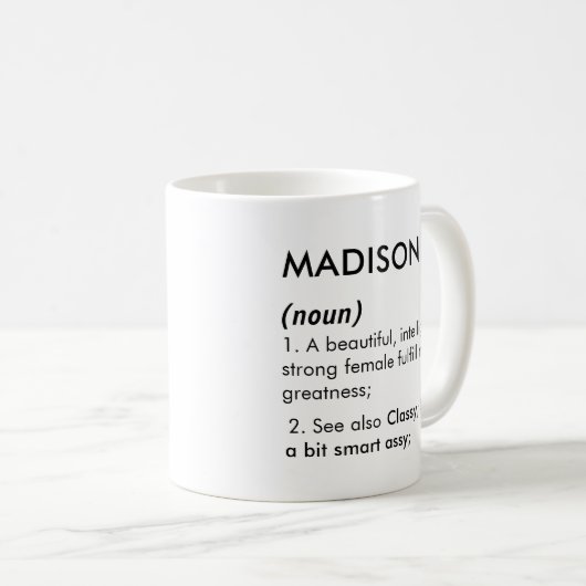 Madison name, Editable name, Custom name コーヒーマグカップ (正面右)