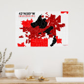 Madison Neighborhood Typography Map - Red ポスター (キッチン)