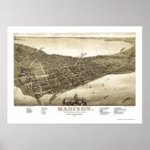 Madison, WI Panoramic Map - 1885b ポスター (正面)