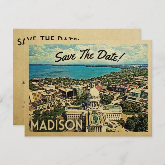 Madison Wisconsin日付のヴィンテージポストカードを保存 案内ポストカード (正面/裏面)