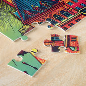 Madison, Wisconsin City Skyline at Sunset ジグソーパズル (側面)