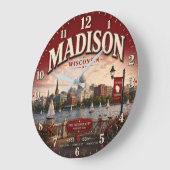 Madison Wisconsin college town gift ラージ壁時計 (傾斜)
