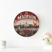 Madison Wisconsin college town gift ラージ壁時計 (ホーム)