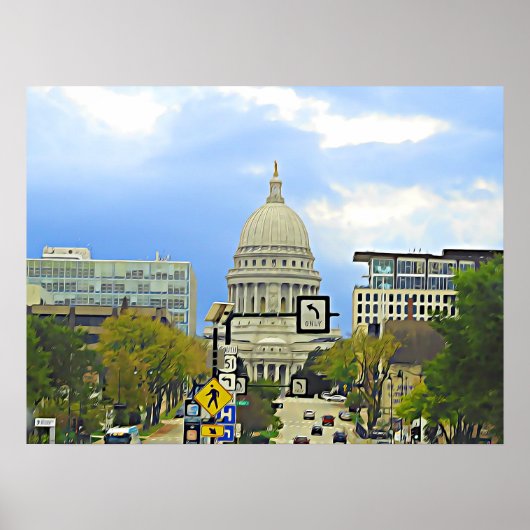 Madison Wisconsin、Digital Art、Wall Art ポスター (正面)