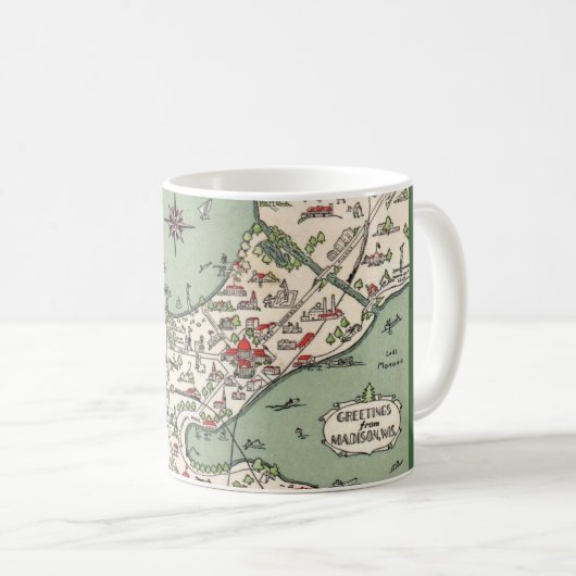  Madison Wisconsin Lakes Map Mug コーヒーマグカップ (正面右)
