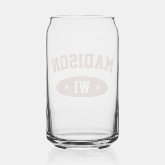 Madison Wisconsin Retro Bold Typography Glassware ガラス缶 (正面)