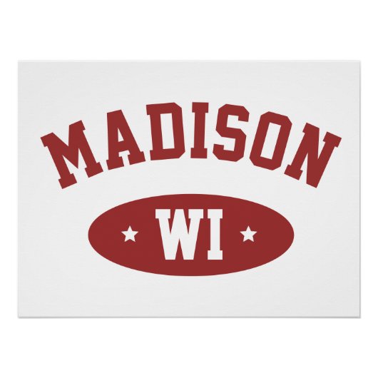 Madison Wisconsin Retro Sporty Typography Wall Art ポスター (正面)