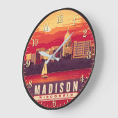 Madison Wisconsin Sunset ラージ壁時計 (傾斜)