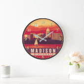 Madison Wisconsin Sunset ラージ壁時計 (ホーム)