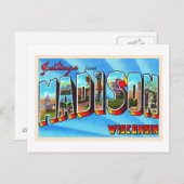 Madison Wisconsin WIヴィンテージラージレター ポストカード (正面/裏面)